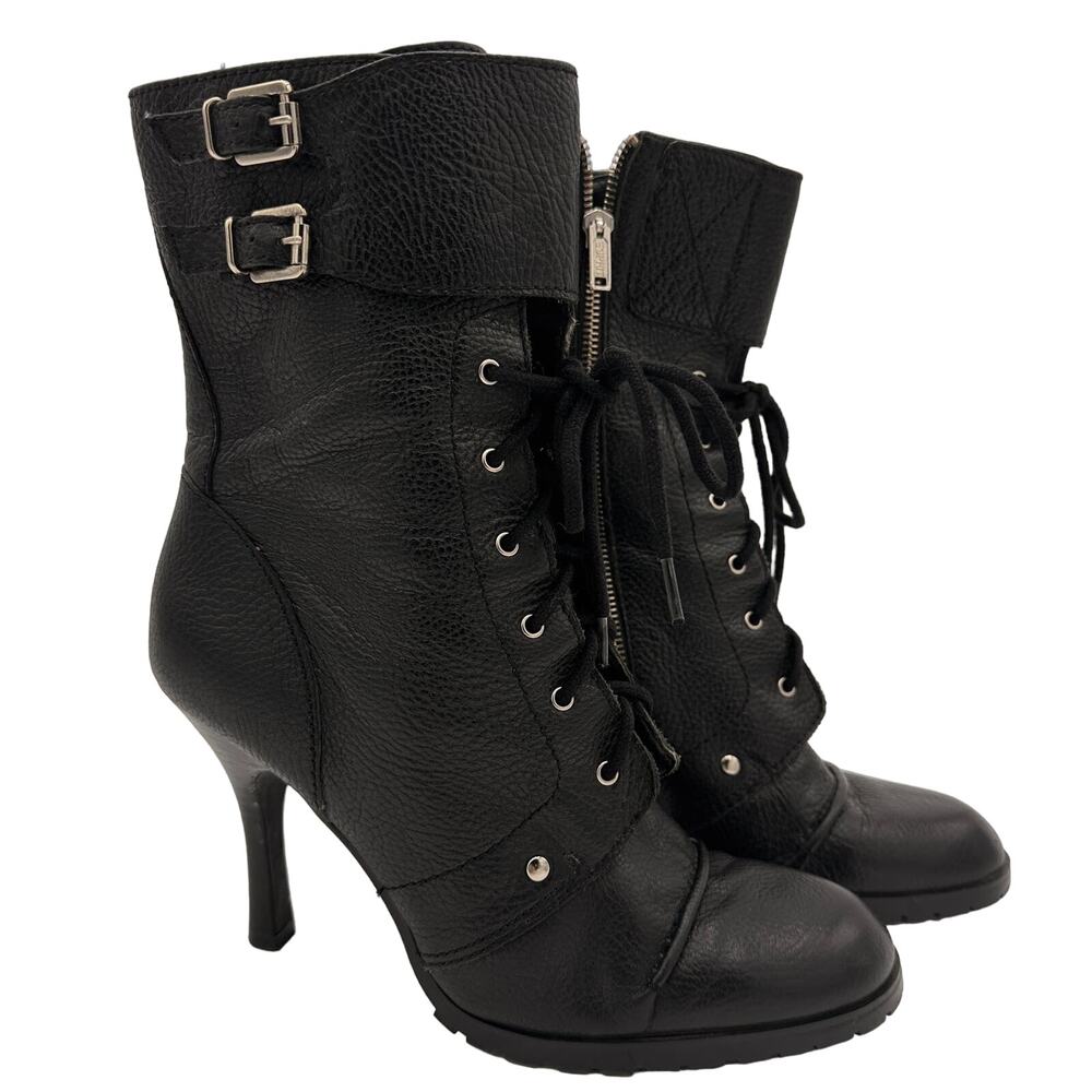 Esprit Black Women's High Heel Leather Booties Size 8.5